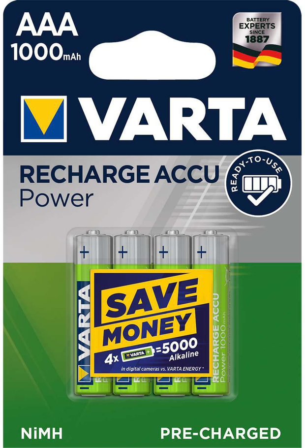 Varta Oplaadbare NiMH Batterij AAA 1.2 V 1000 mAh 4-Blister
