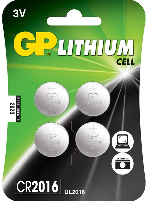 GP Lithium Knoopcel CR2016 Multi-Blisters Van 4 Knopen