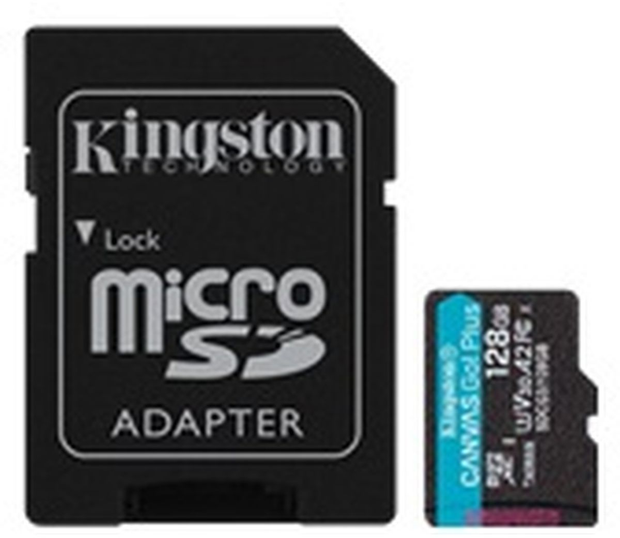 Kingston MicroSDXC 128GB A2 Video Class V30 UHS-I U3 w/ Adap
