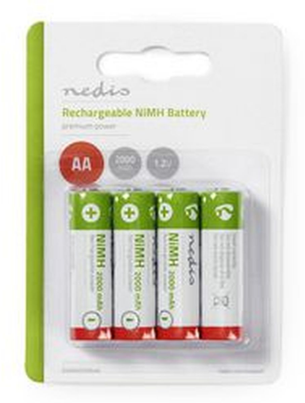 Nedis Oplaadbare NiMH batterij AA 1.2 V 2000mAh 4pcs Blister